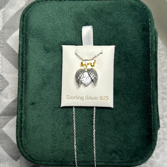 Sterling Silver Angel Wings Heart Necklace - Picture 5 of 10